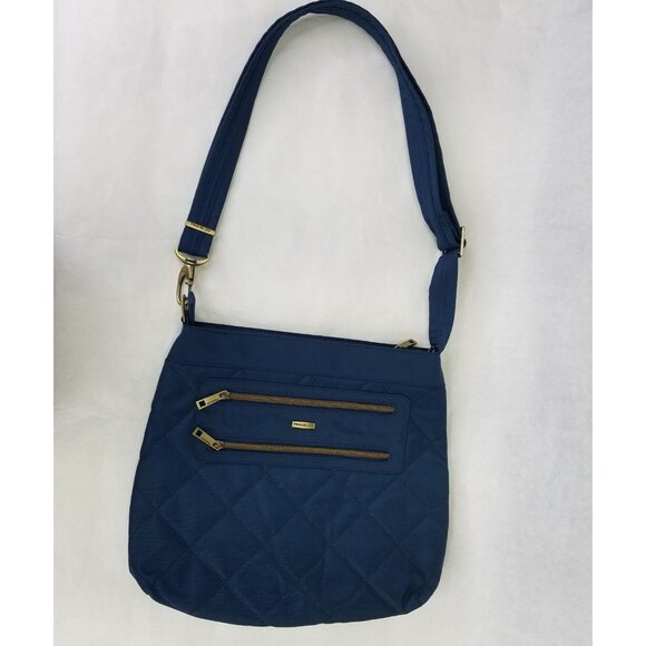 Travelon Bag Women's Navy Quilted Crossbody Purse Messenger Anti-Theft RFID - Picture 1 of 16